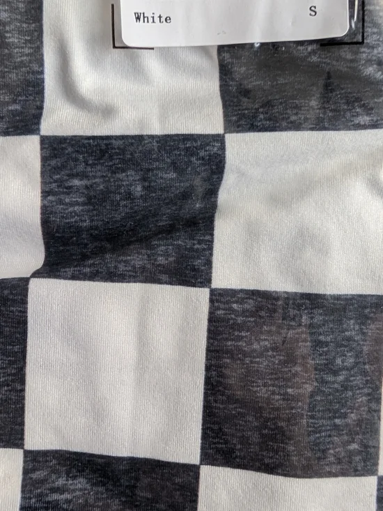 High-Waist Black & White Check Midi Skirt with Side Slit - Picture 6 of 7